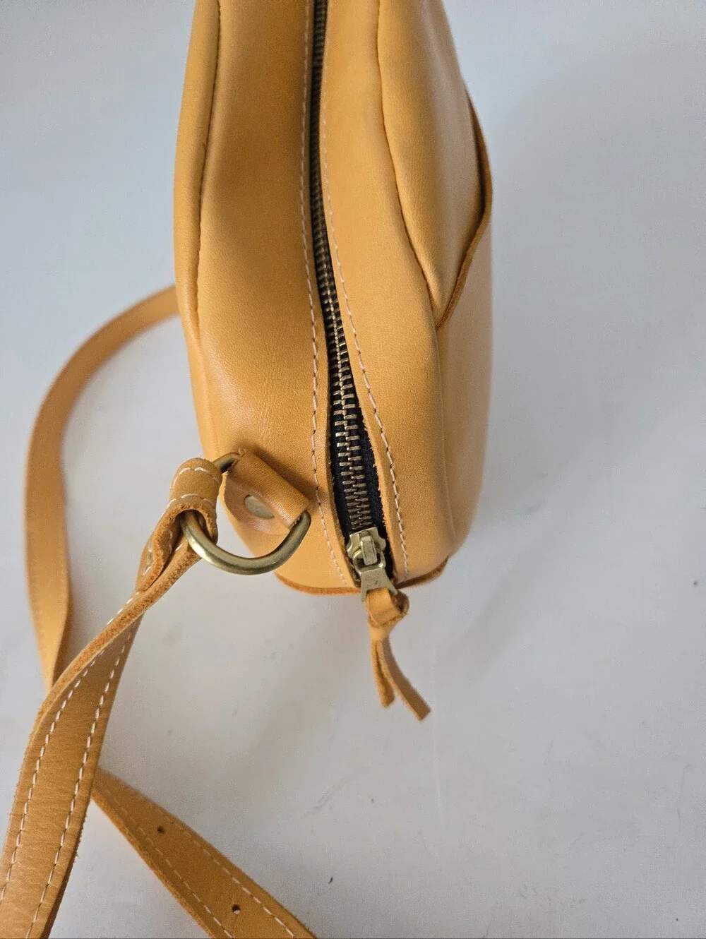 Portland Leather Round Crossbody in Yellow Tan 9”